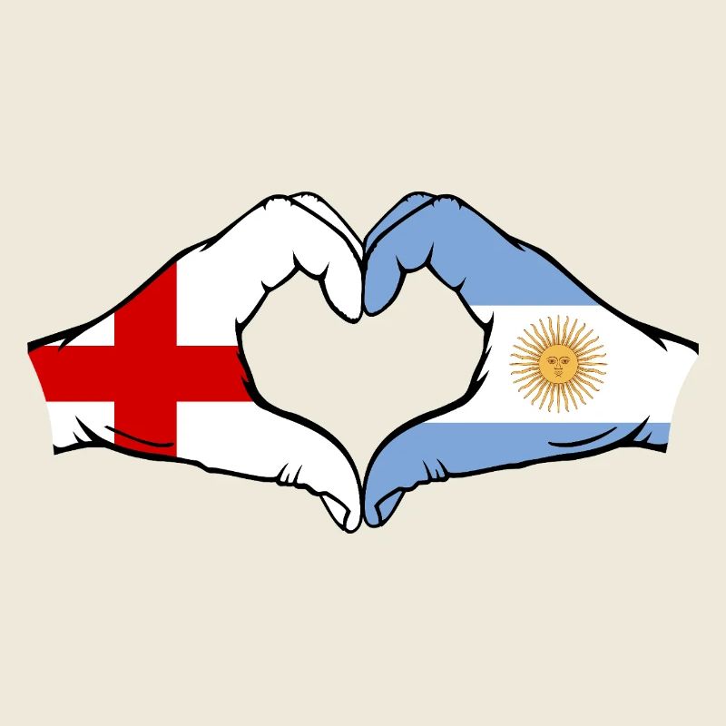 England Argentina Flag Hands Heart Shape