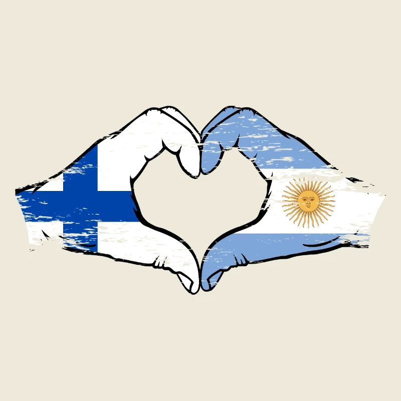 Finlande Argentine Drapeau Mains Coeur Forme Utilisé