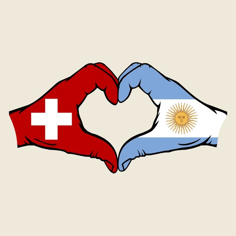 Suisse Argentine Drapeau Mains Coeur Forme
