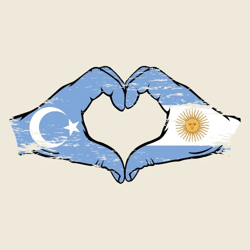 Ouïghour Argentine Drapeau Mains Coeur Forme Utilisé