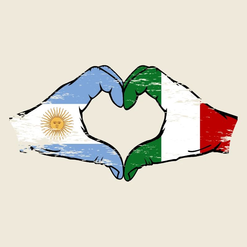 Argentine Italie Drapeau Mains Coeur Forme Utilisé