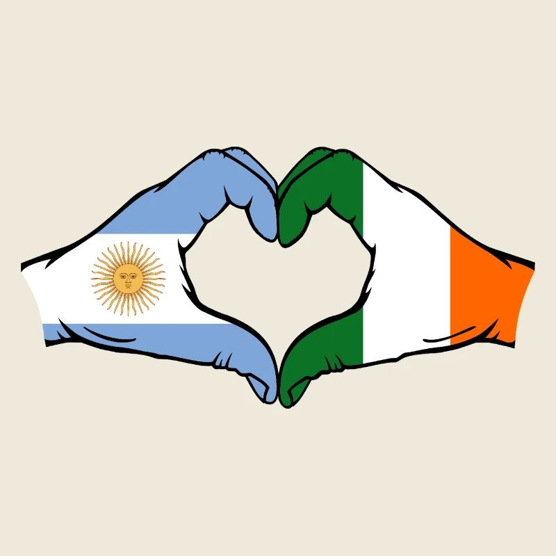 Argentine Irlande Drapeau Mains Coeur Forme