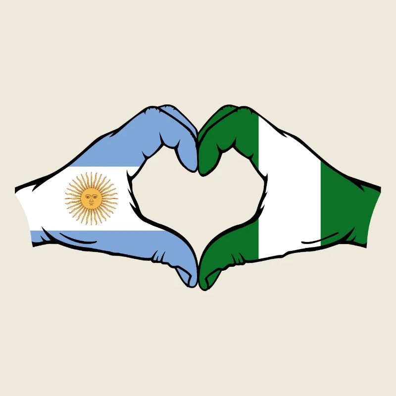 Argentina Nigeria Flag Hands Heart Shape