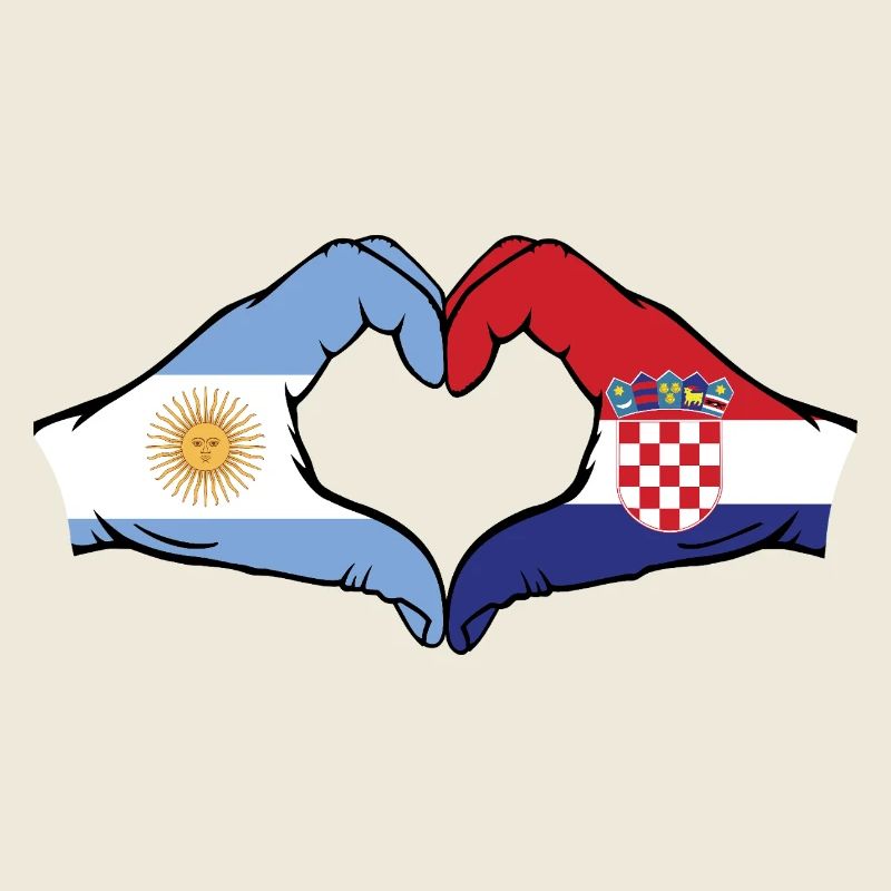 Argentine Croatie Drapeau Mains Coeur Forme Utilisé