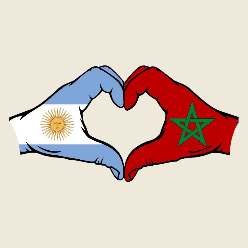 Argentina Morocco Flag Hands Heart Shape