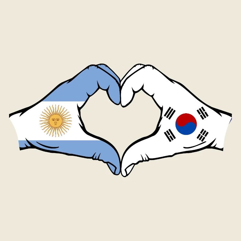 Argentine Corée du Sud Drapeau Mains Coeur Forme