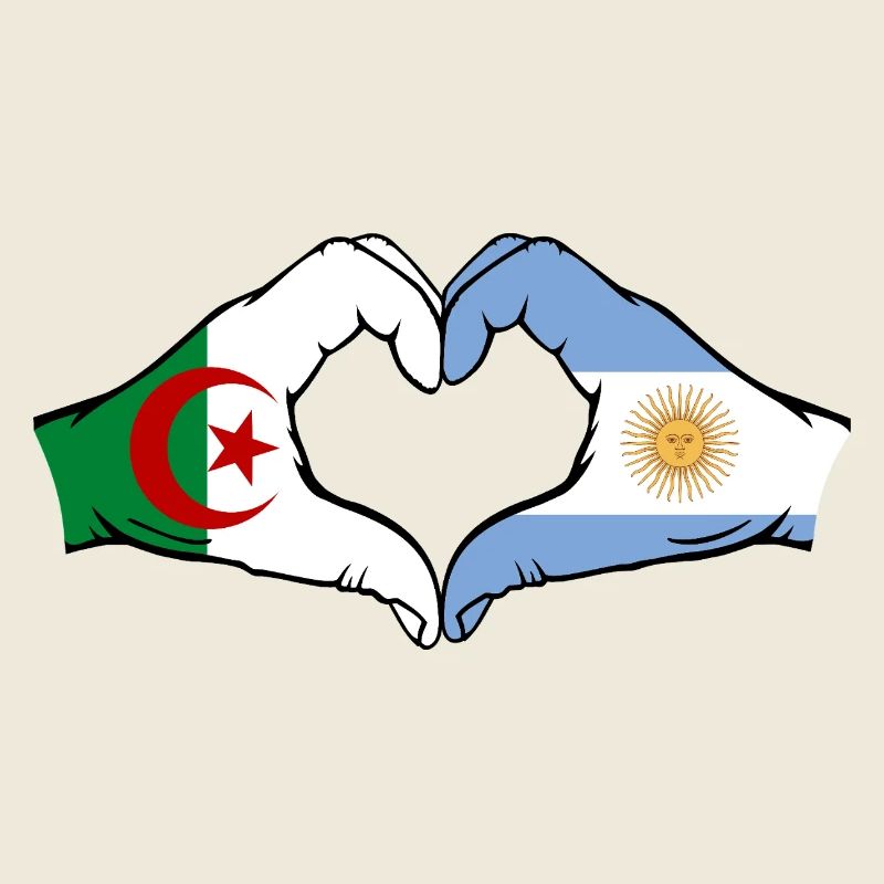 Algeria Argentina Flag Hands Heart Shape