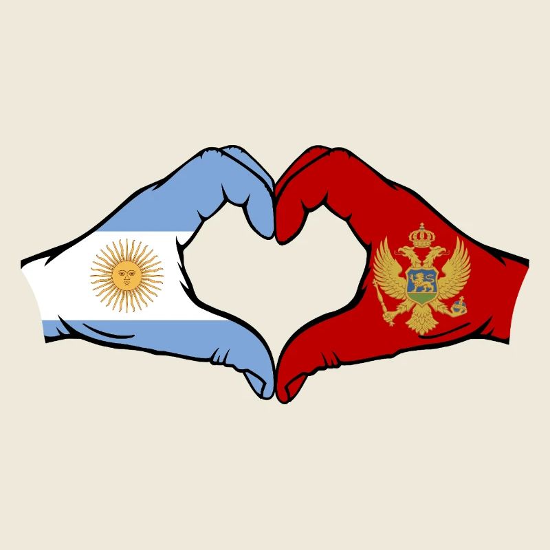Argentina Montenegro Flag Hands Heart Shape