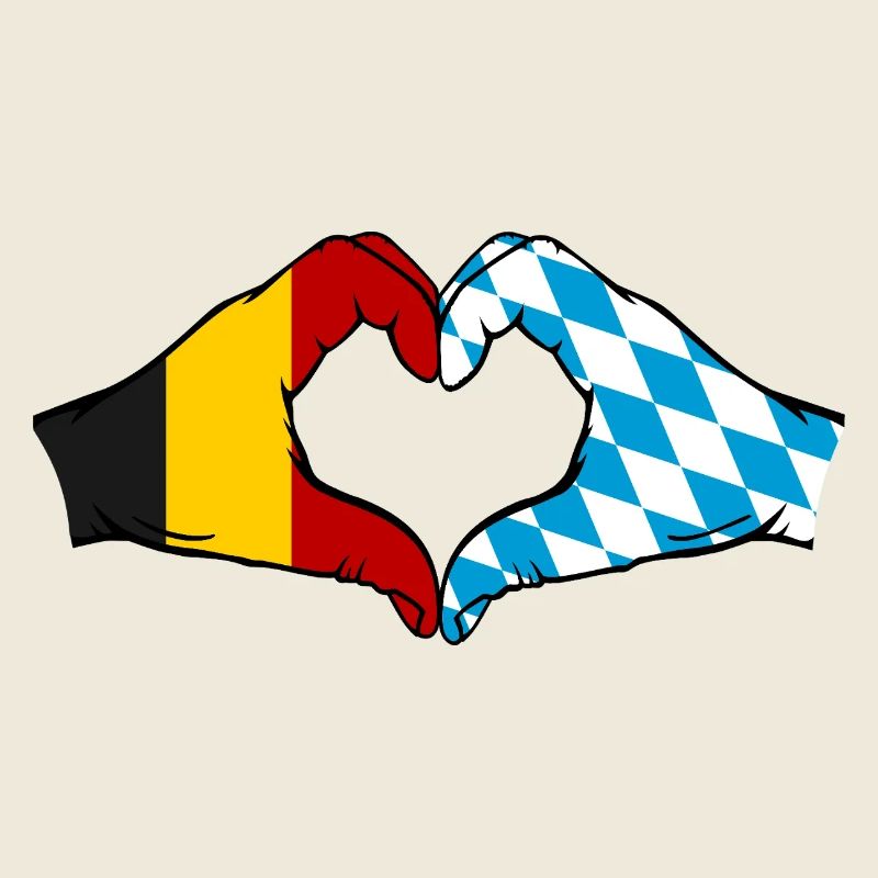 Belgium Bavaria Flag Hands Heart Shape
