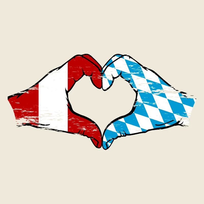 Pérou Bavière drapeau mains forme de coeur utilisé