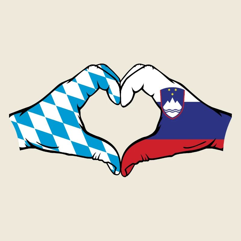 Bavière, Slovénie, Drapeau, Mains, Forme de coeur
