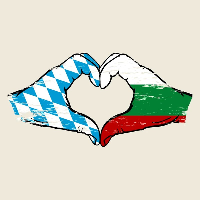 Bavière, Bulgarie, Drapeau, Mains, Forme de coeur Utilisé
