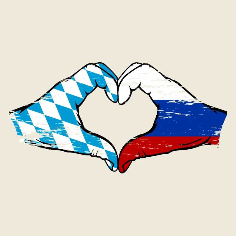 Bavière, Russie, Drapeau, Mains, Forme de coeur Utilisé