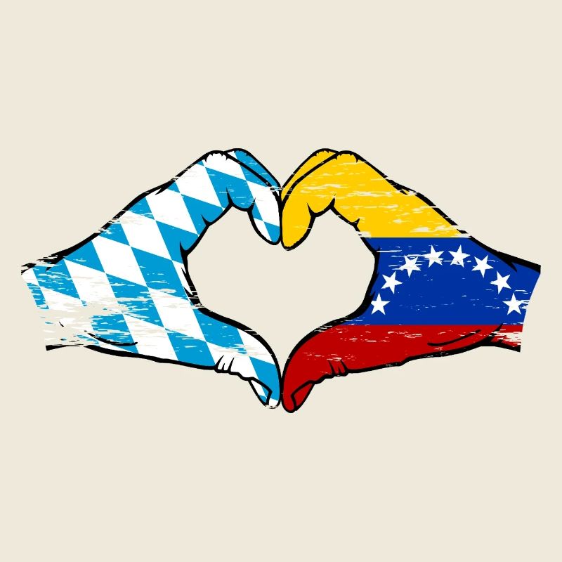Bavière, Venezuela, drapeau, mains, forme de coeur utilisé