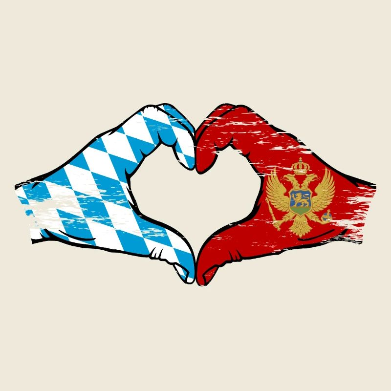 Bavière, Monténégro, drapeau, mains, forme de coeur utilisé