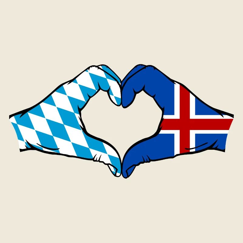 Bavière, Islande, drapeau, mains, forme de coeur