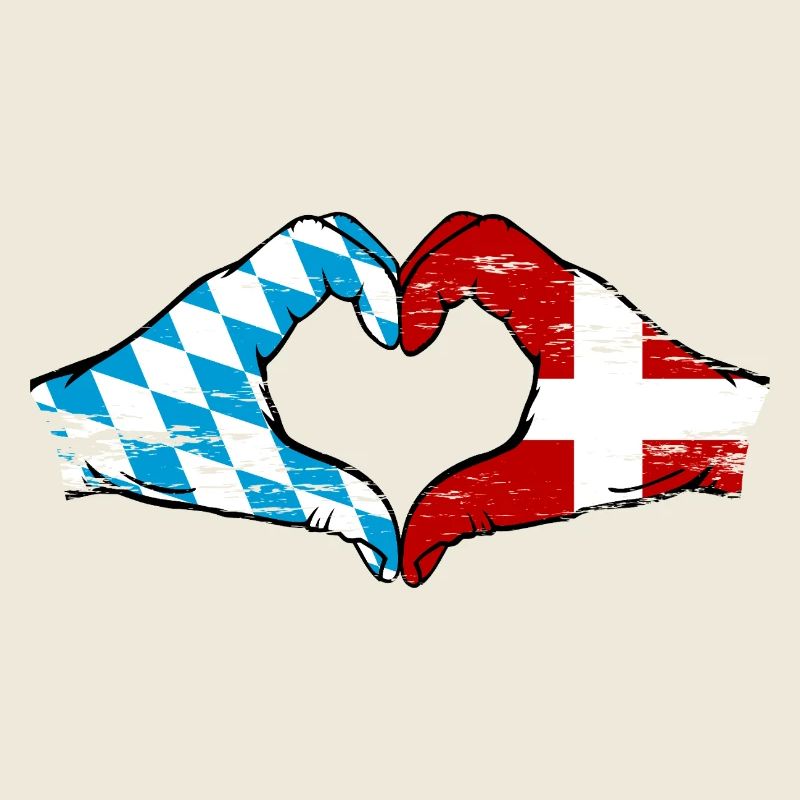 Bavière, Danemark, drapeau, aiguilles, forme de coeur utilisé