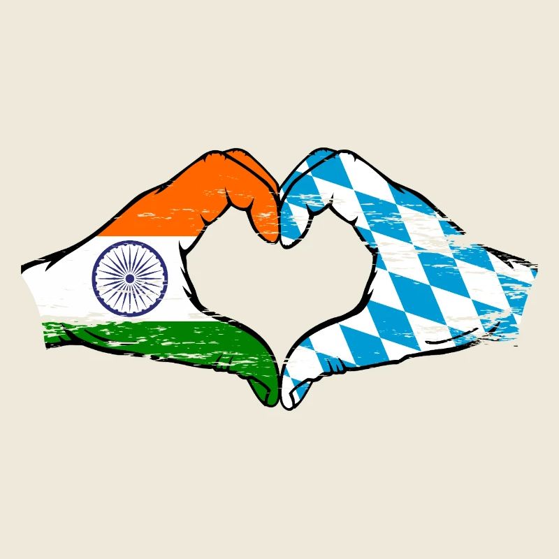 Inde Bavière drapeau mains coeur utilisé
