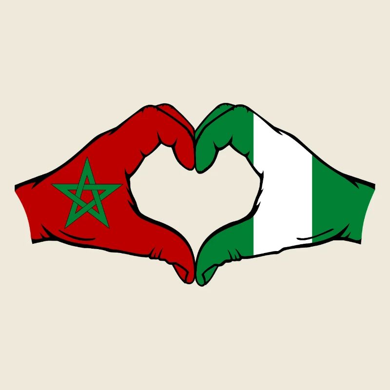 Morocco Nigeria Flag Hands Heart Shape
