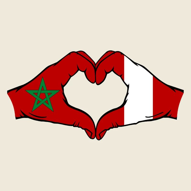 Maroc Pérou Drapeau Mains Coeur Forme