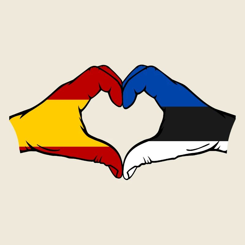 Espagne Estonie Drapeau Mains Coeur Forme