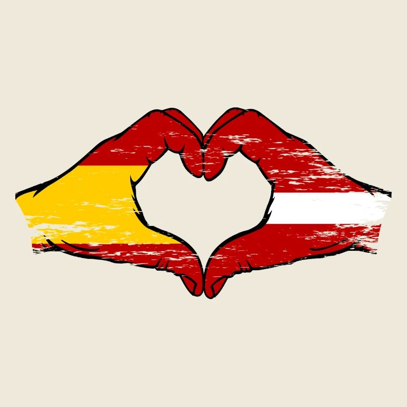 Spanien Lettland Flagge Hände Herzform used