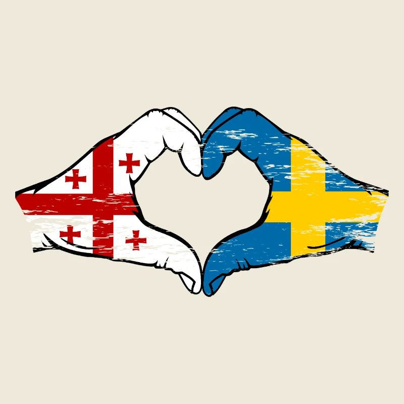 Georgia Sweden Flag Hands Heart Shape Used