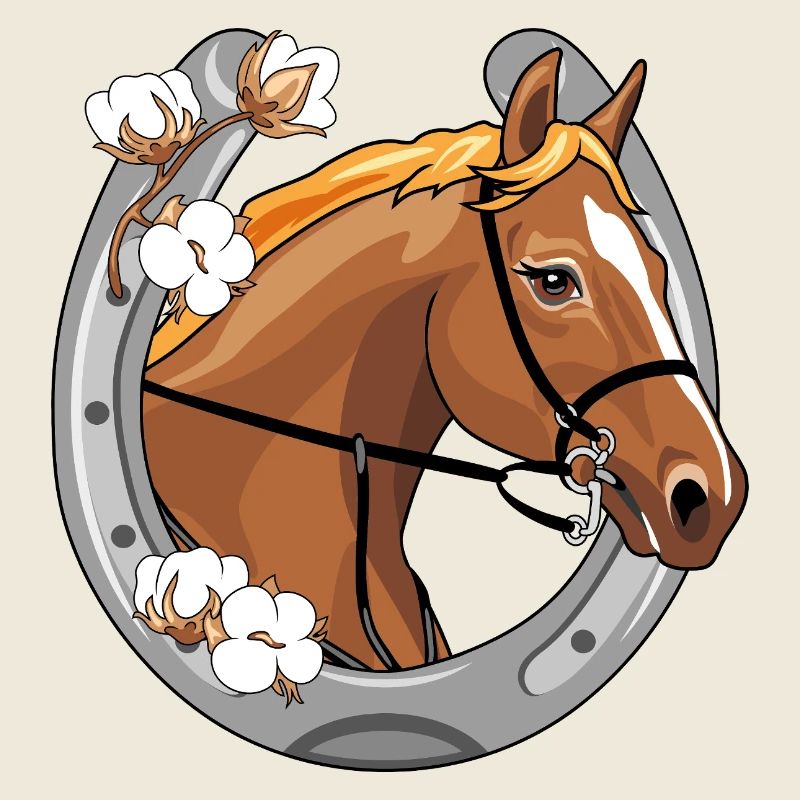 Horse head with a red mane in a frame