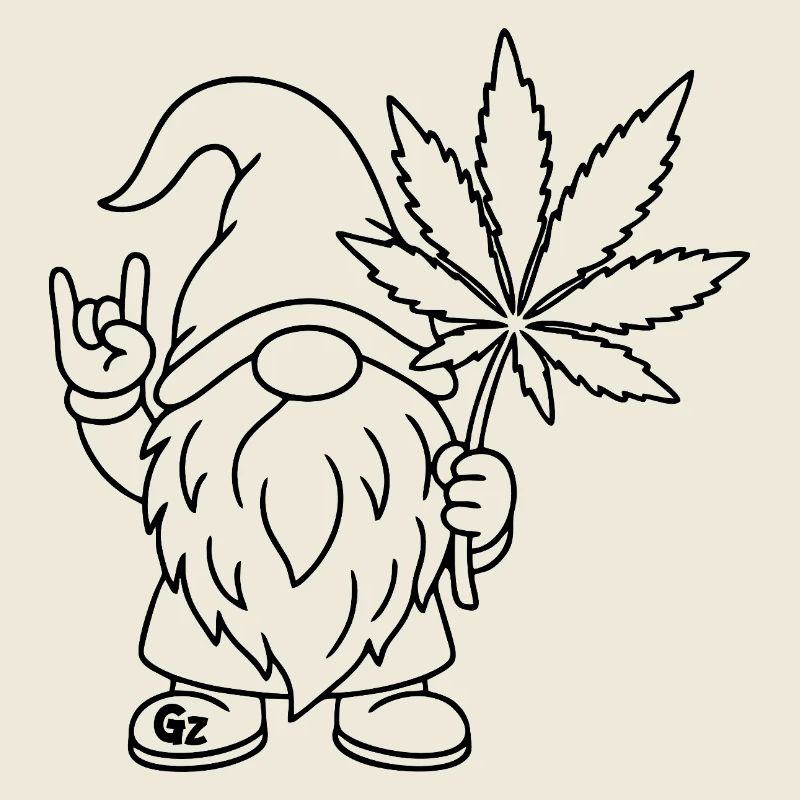 Süßer Hanf Gnom/Zwerg mit Cannabisblatt