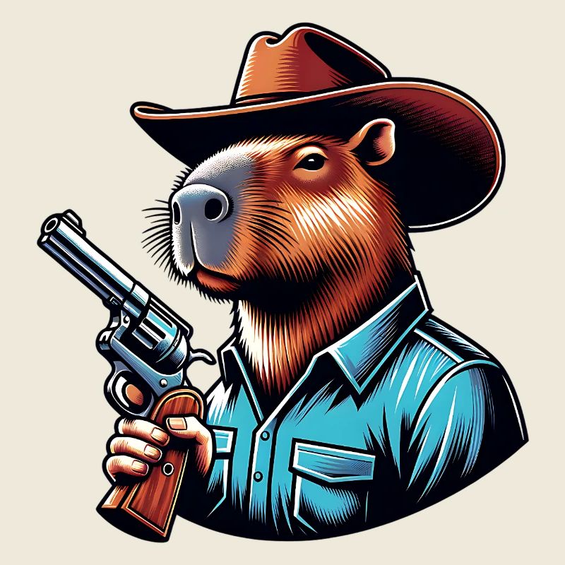 Capybara occidental avec revolver