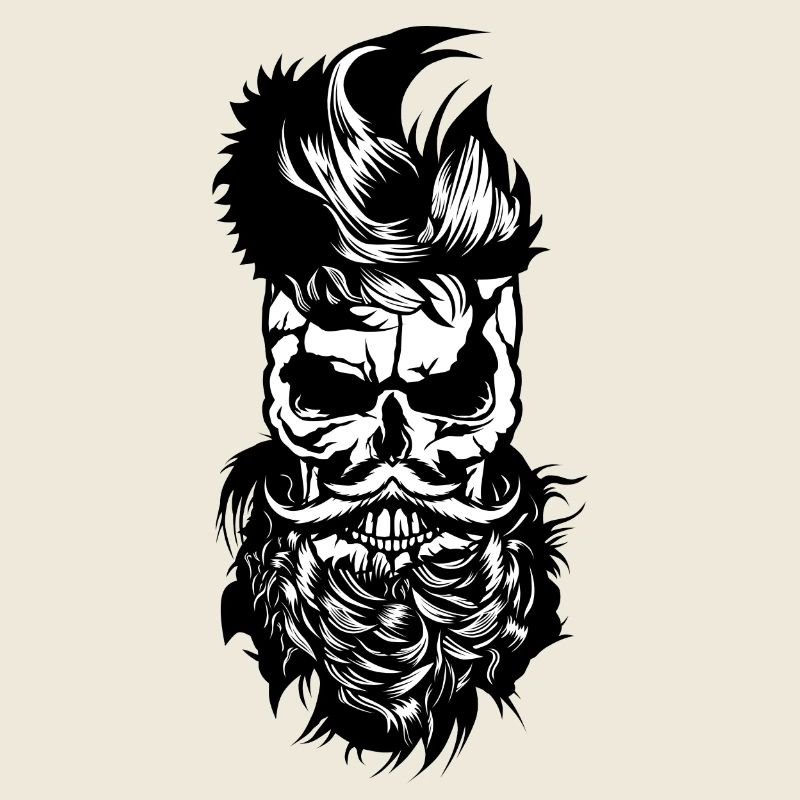 Kopf des Todes Hipster Schädel bärtiger Bart Schnurrbart m