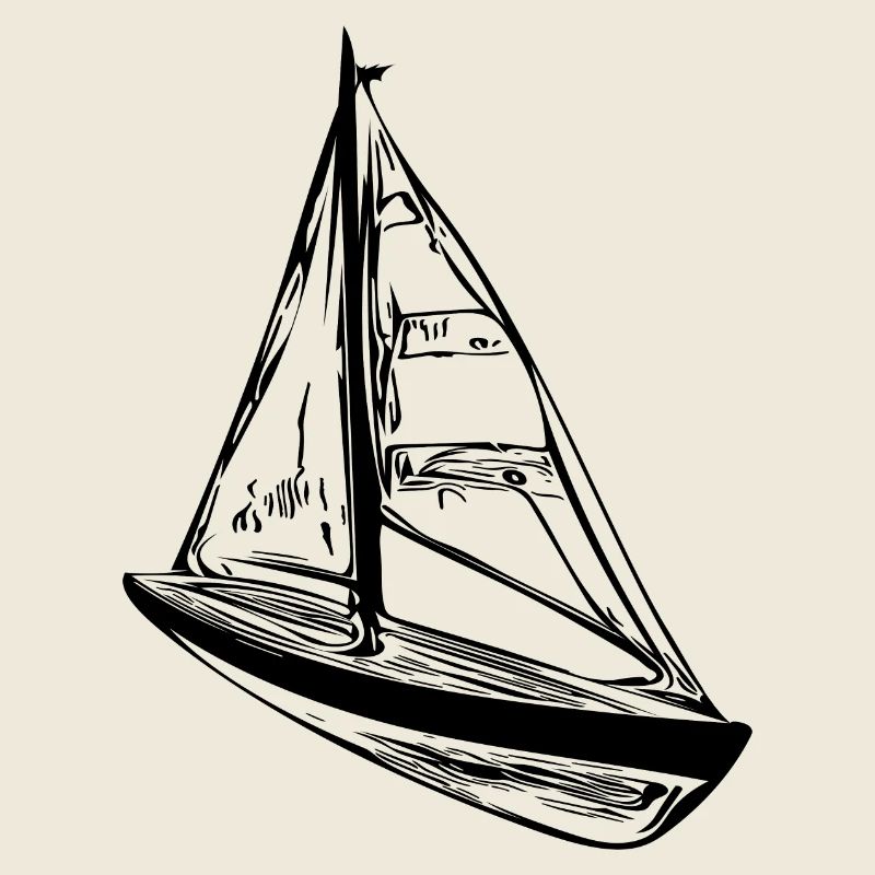 Small sailboat with sails
