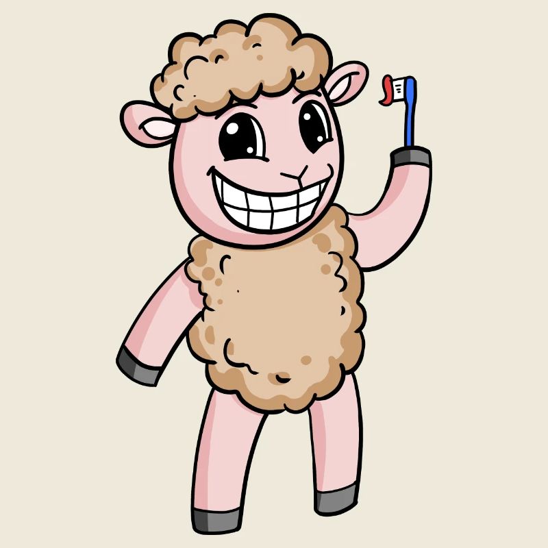 Sheep with toothbrush