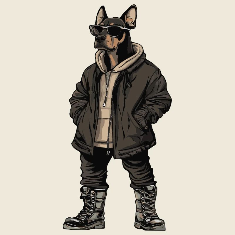 Doberman Dog Cool Winter