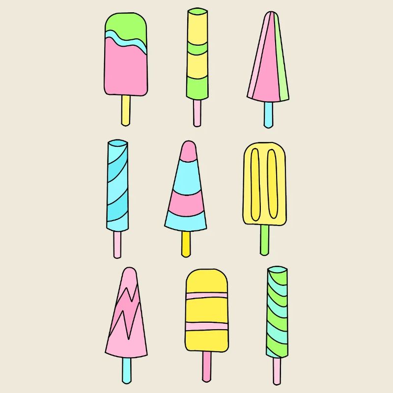 Bunte Eis am Stiel