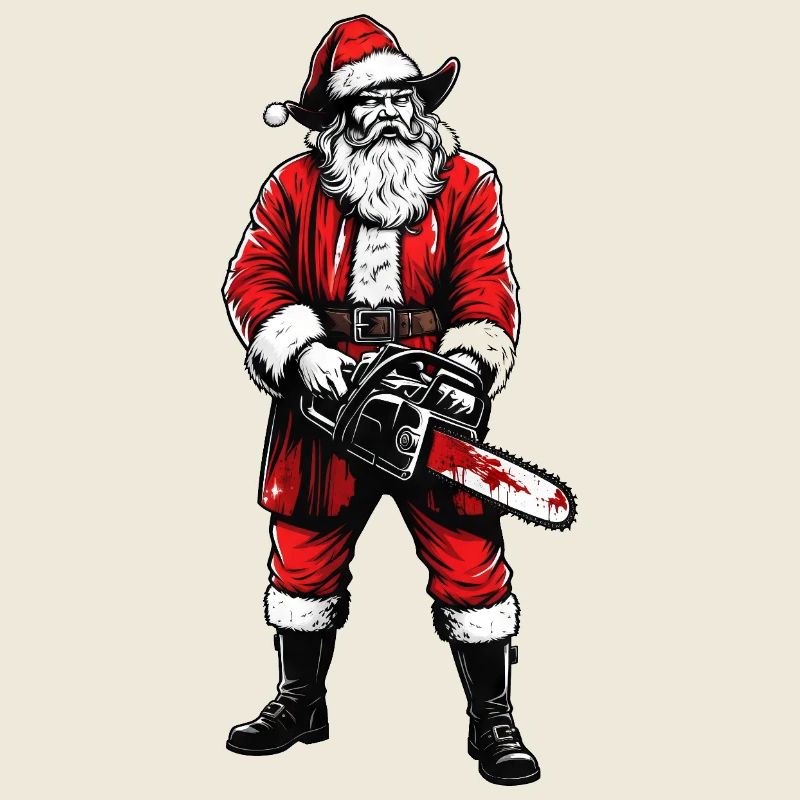 Horror experience Santa Claus with chainsaw