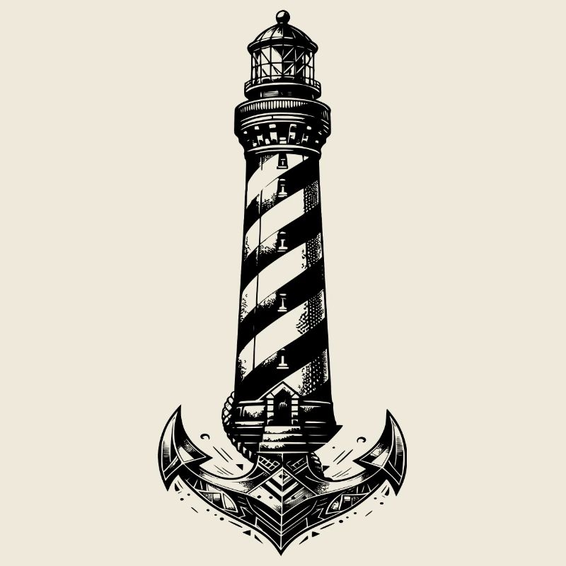 Conception d’ancre de phare côtier à rayures obliques