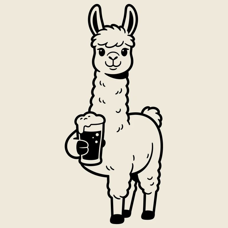 llama with beer
