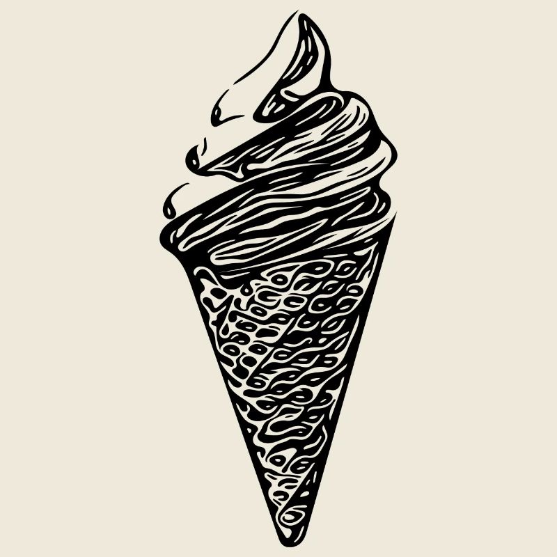 Cool soft ice cream in waffle