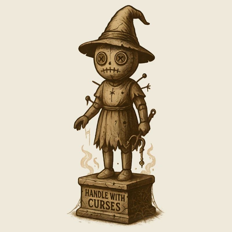Creepy Witch Figurine with Magic Hat