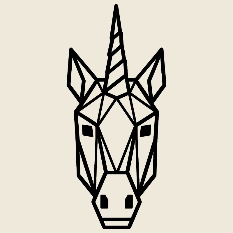 Geometrischer Einhornkopf Linienkunst (black)