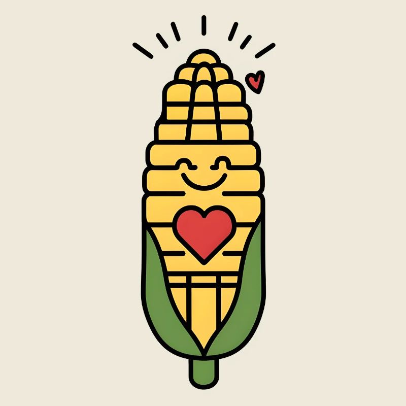 Smiling corn with heart