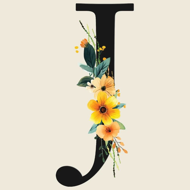 J Monogram, Floral, Personnalisable