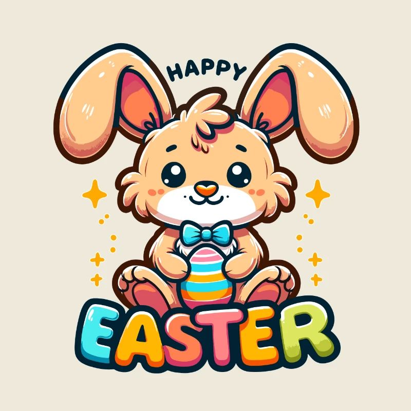 Joyeuses Pâques - Illustration de lapin de Pâques