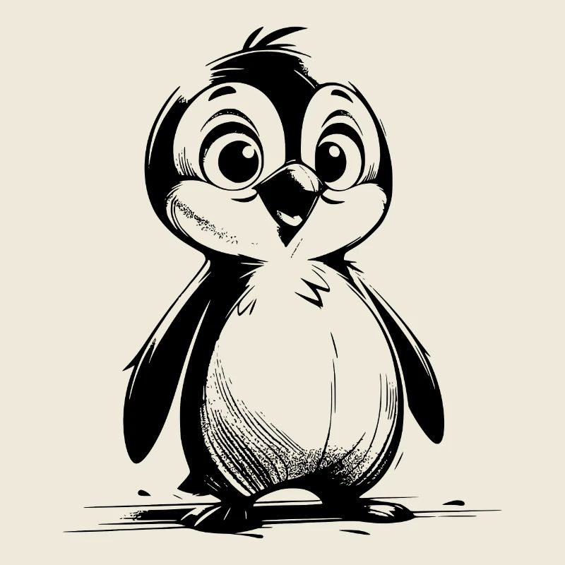Penguin Baby Drawing Cartoon Style Penguins