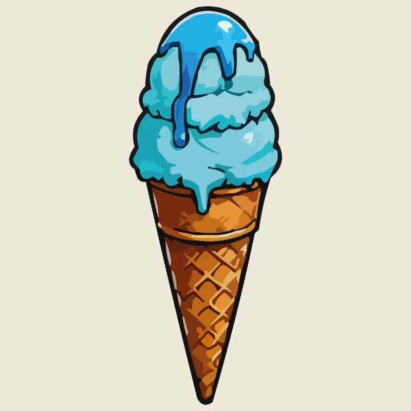 Cornet de glace en dessin animé de glace bleu