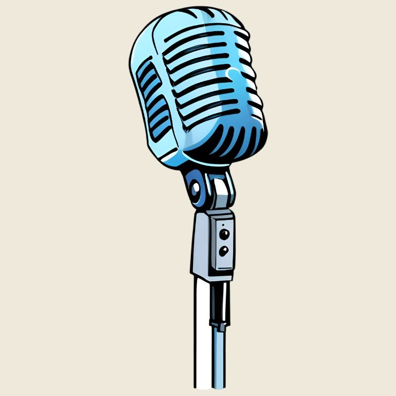 Vintage Comic Style Microphone Singing