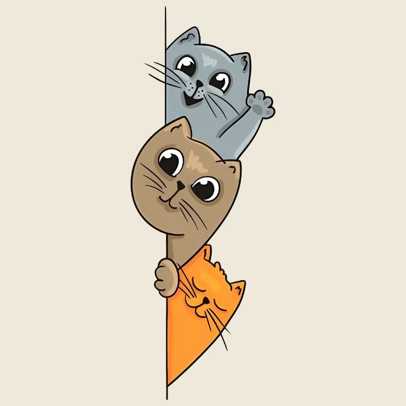 Playful Cartoon Cats on Vertical Split