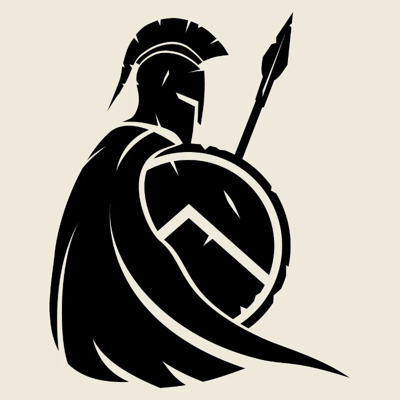 Stylized Spartan Warrior – Black Strength & Honor