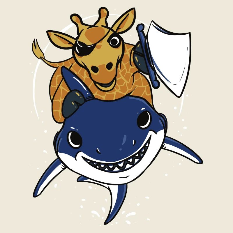 Giraffe shark kids funny pirate gift Christmas